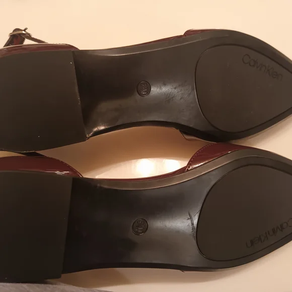 Calvin Klein Women's Plum Chocolate Leather Shoes - Picture 4 of 8